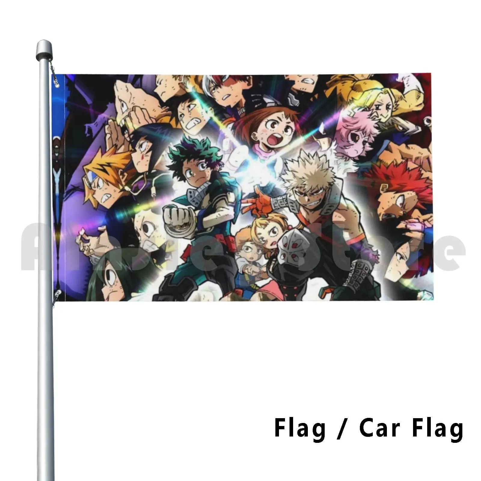 Mha-Heroes Rising Outdoor Decor Flag Car Flag Anime Movies Japan Manga My Hero Midoriya Midoriya Izuku Bakugou All