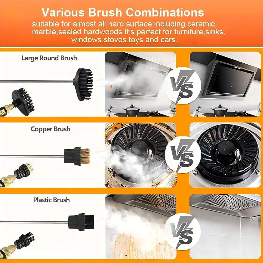 2500W 휴대용 스팀 청소기 가정용 청소를위한 고압 휴대용 기선 여러 액세서리가있는 자동차 실내 장식 주방