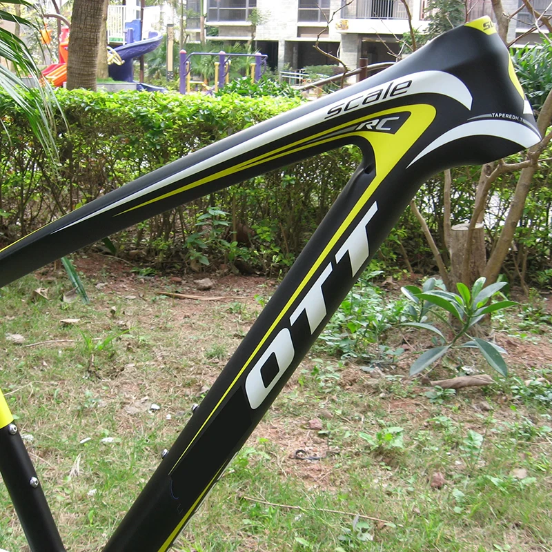 29er Carbon Mountain Bike Frame MTB Bicycle Frameset Yellow/Black Thru Axle 142mm