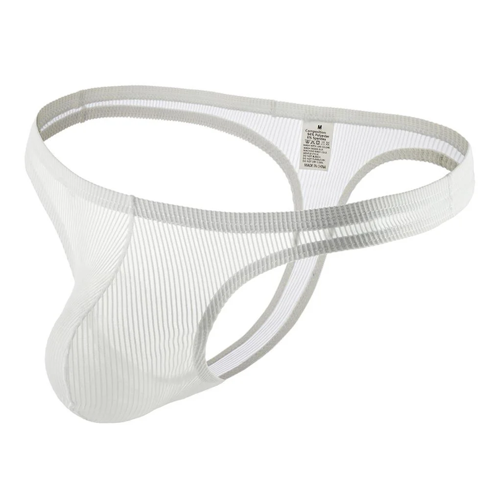 Mens Thong Sheer Striped Pouch G-String Low Rise Underwear See Through Panties Half Hip Breathable T Back G String Panties