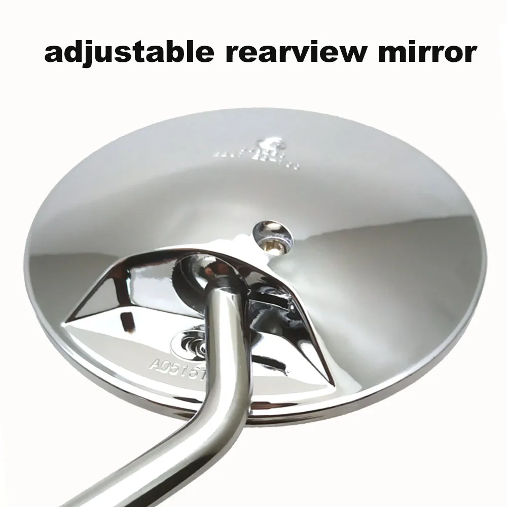 A Pair Chrome Motorcycle Scooter Mirrors Universal Motorbike Rear View Mirror 8mm with M10 adapters Round Oval Convex Mirrors