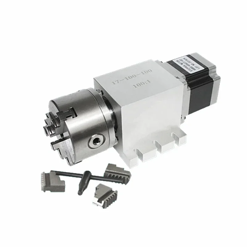 Harmonic Drive ลด 3 4 Jaw 100mm Chuck CNC 4th แกนแกนหมุนความเร็วลดอัตราส่วน 100:1 สําหรับเครื่องมิลลิ่ง