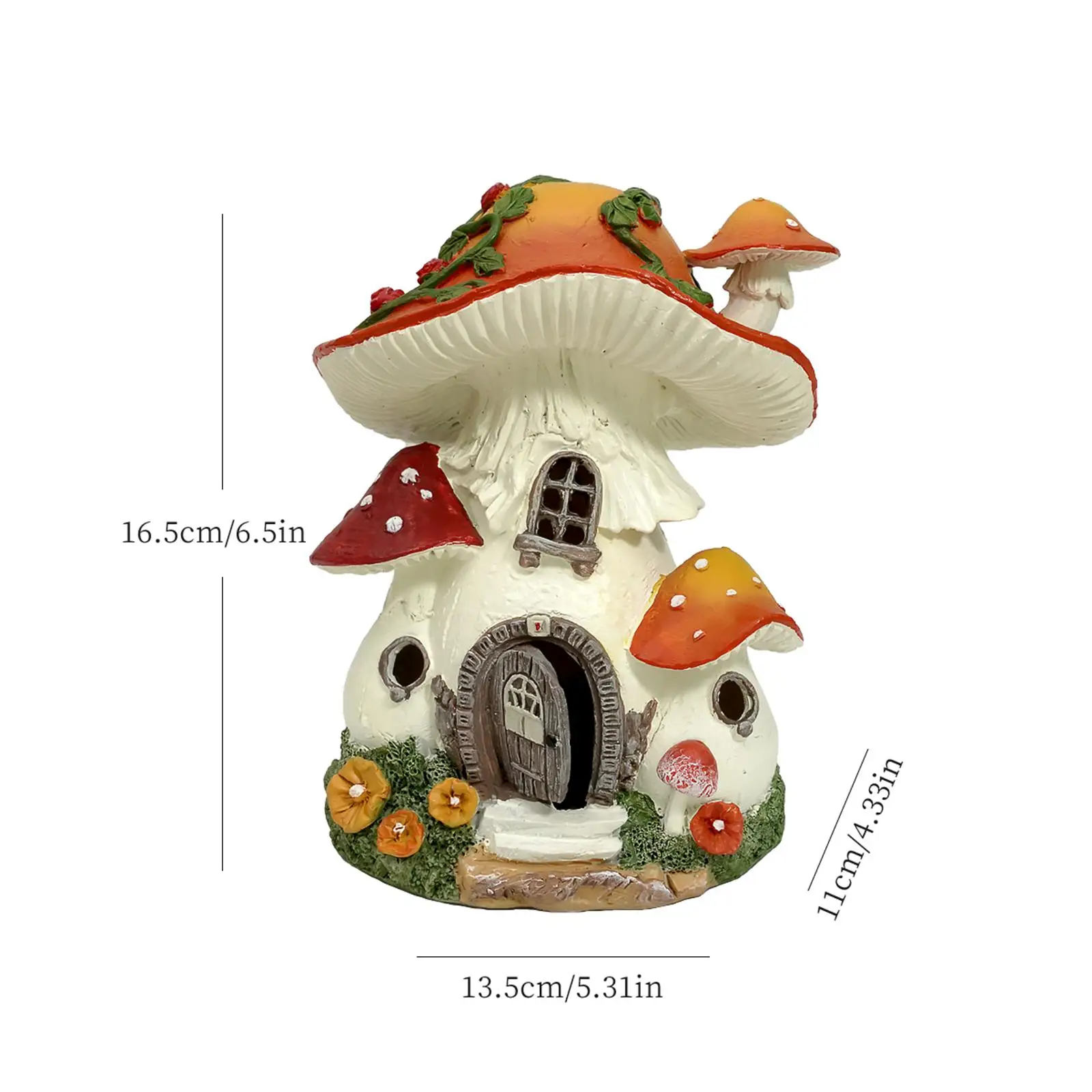 Outdoor Resin Mushroom House Statue Solar Powered Decorative Garden Lamp Unique Landscape Figurine for Yard Sculptures