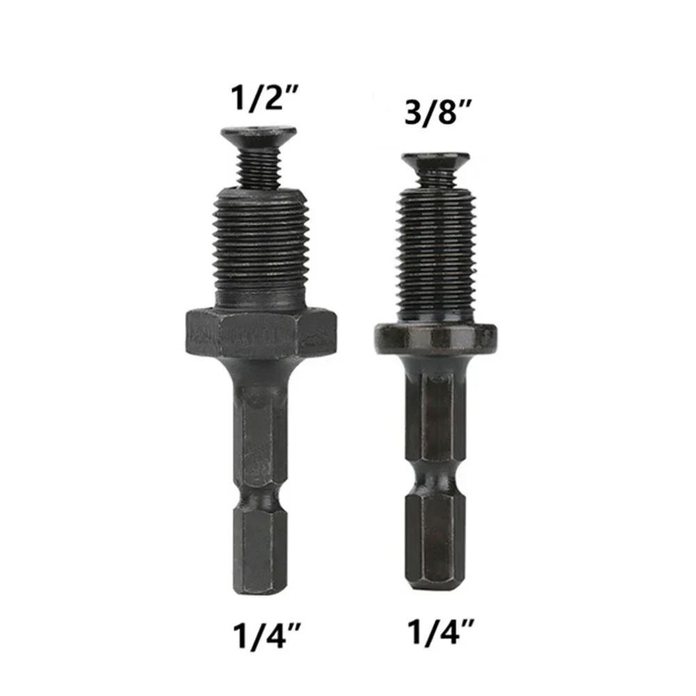 

1/2pcs Drill Chucks Adaptors 1/4" Hex Shank Adapter To 1/2" 3/8" Male Thread Electric Drill Bits Collet Quick Change Converter