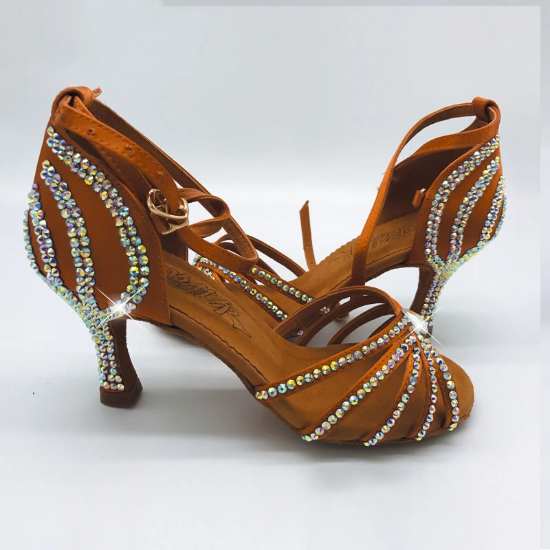 Latin Dance Erwachsene Kinder High-End Blattförmige Schwarz Pool Samba Cha Tango Weibliche Professionelle Tanzschuhe