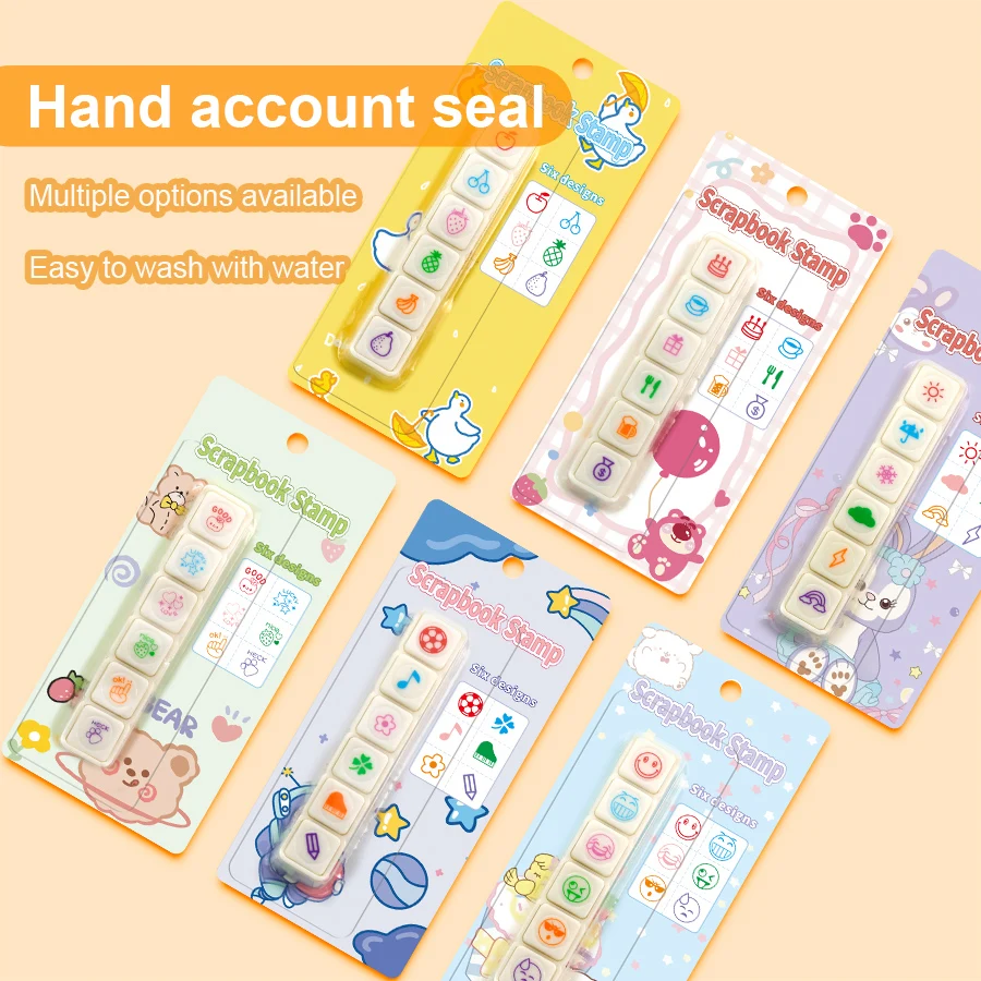 kawayi Cute Hand Account Seal Primary School Student Cartoon Mini Creative Press Seal Work Mood Weather Fruit