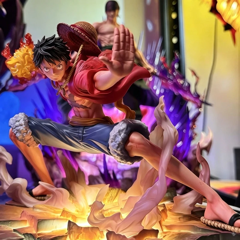 One Piece Gear 2 Monkey D. Luffy Figur Feuerfaust Luffy Ace Kampfform Anime-Figur Desktop-Ornament Sammlerstück Modell Spielzeug Geschenke