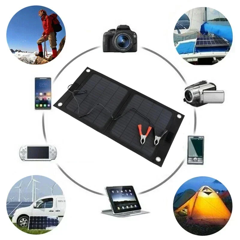 BMAD-Portable Folding Solar Cells Charger Foldable Solar Panel Charger Mobile Bank for Phone Battery USB Port Outdoor 12V 25W