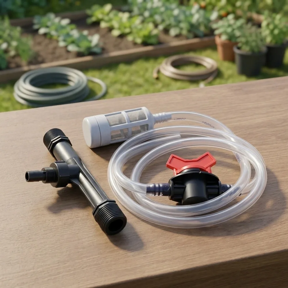 Garden Water Mixer Venturi Injector 1 2in Efficient Water Mixing User-friendly Operation Switch Filter Control
