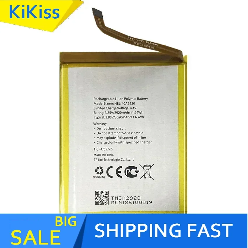

Аккумулятор Ykaiserin емкостью 3020 мАч NBL-40A2920 NBL40A2920 для TP-Link Neffos C9A TP706A TP706C Bateria