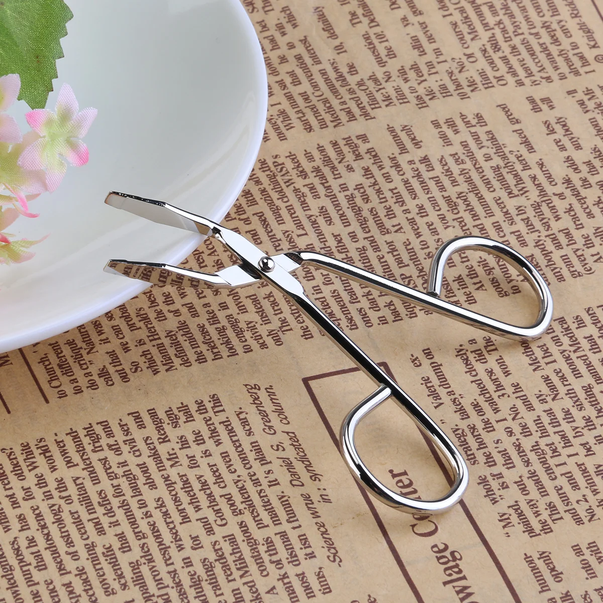 Pęseta do brwi ze stali nierdzewnej, srebrna, 85 mm, z ukośnym ostrzem, profesjonalna precyzyjna narzędzie do usuwania włosów z twarzy i do prac rzemieślniczych.