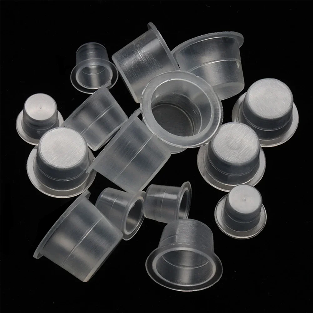 100 قطعة أكواب حبر الوشم واضحة قبعات الحبر واضحة ذاتية الدائمة أكواب الوشم الصباغ كوب لحبر الوشم #1