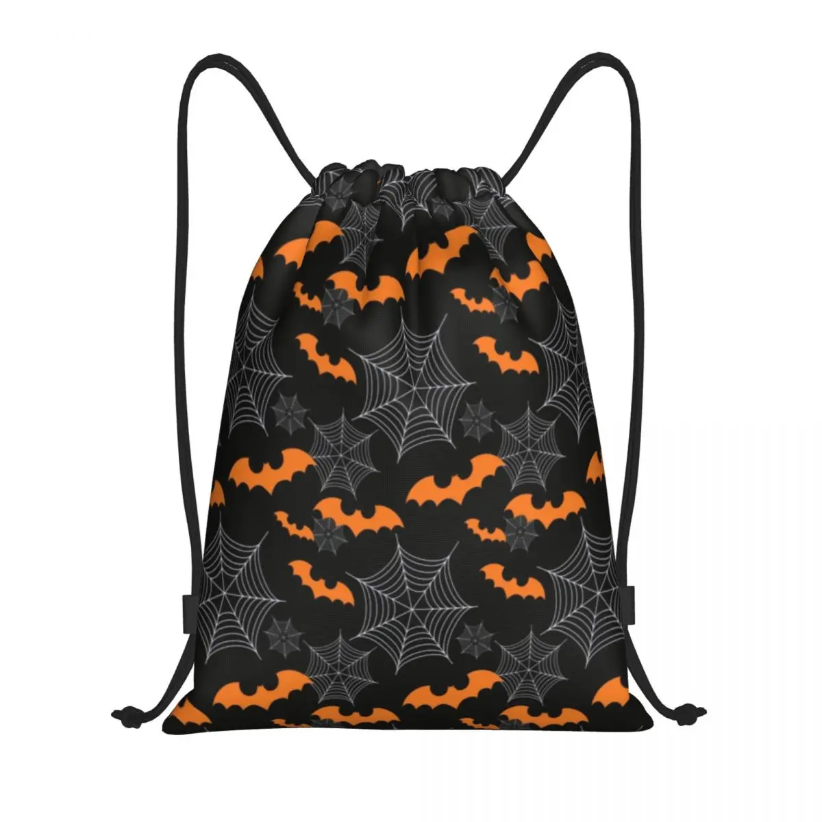 Custom Halloween Bats Spider Pattern Drawstring Bag for Training Yoga Backpacks Goth Occult Witch Magic Sports Gym Sackpack