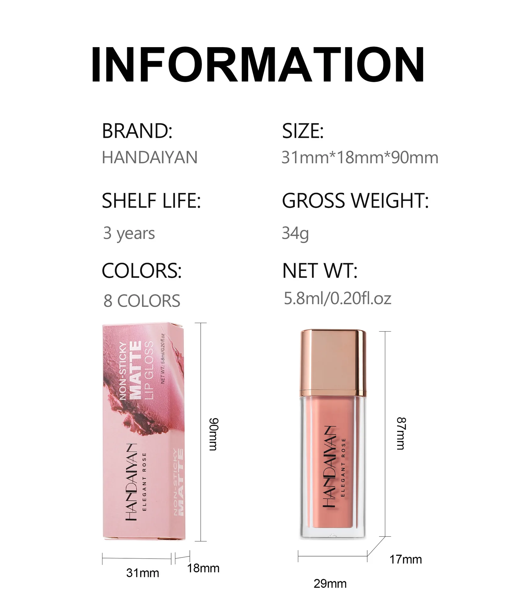 Vernis à lèvres mat, 8 couleurs, séchage rapide, verrouillage des couleurs, gobelets antiadhésifs imperméables