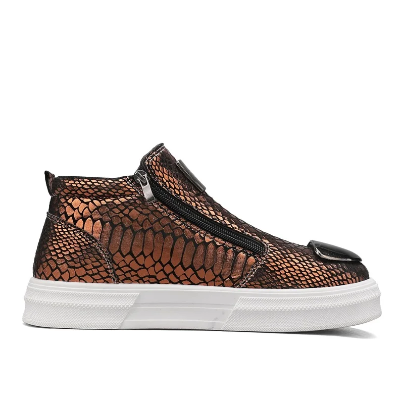 

Brand Designer Men's Breathable High Top Shoes Korean Zipper Sports Board Shoes Small White Shoes Fashion Riding Boots Sneakers