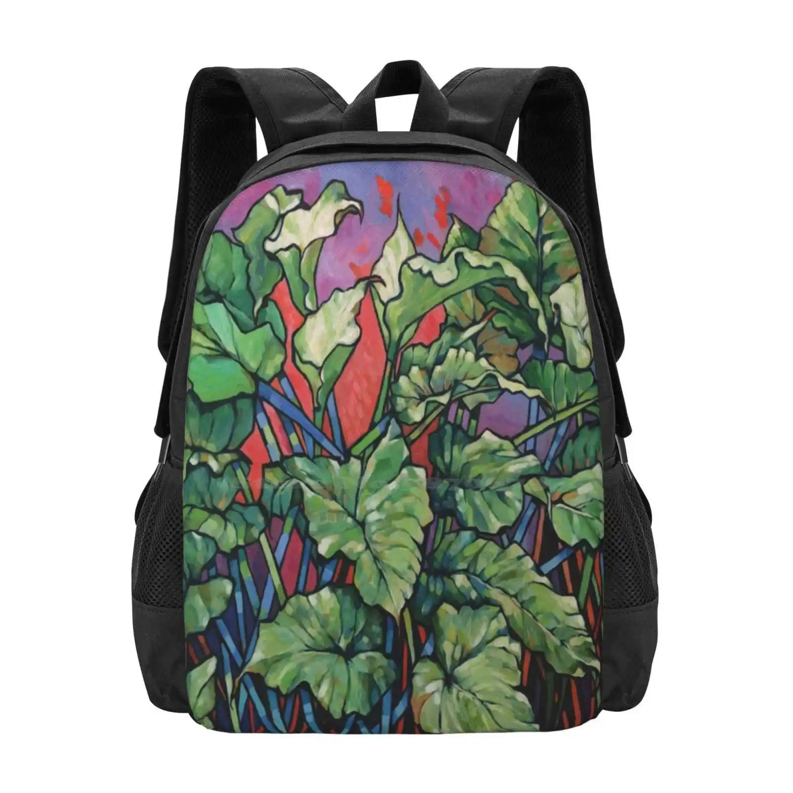 Wild Callas. Oil On Composition Board Hot Sale Schoolbag Backpack Fashion Bags Green Goddess Lillies Lizmooregolding Garden