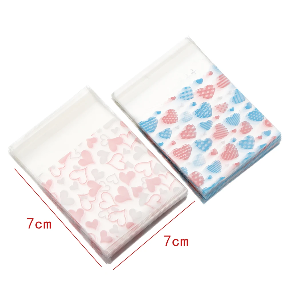 50 Stück Valentinstag-Liebes-Serie, transparente, selbstklebende Plastiktüten für DIY-Schmuckverpackungen, zur Präsentation und Verpackung von Backwaren und Keksen – Detail 5