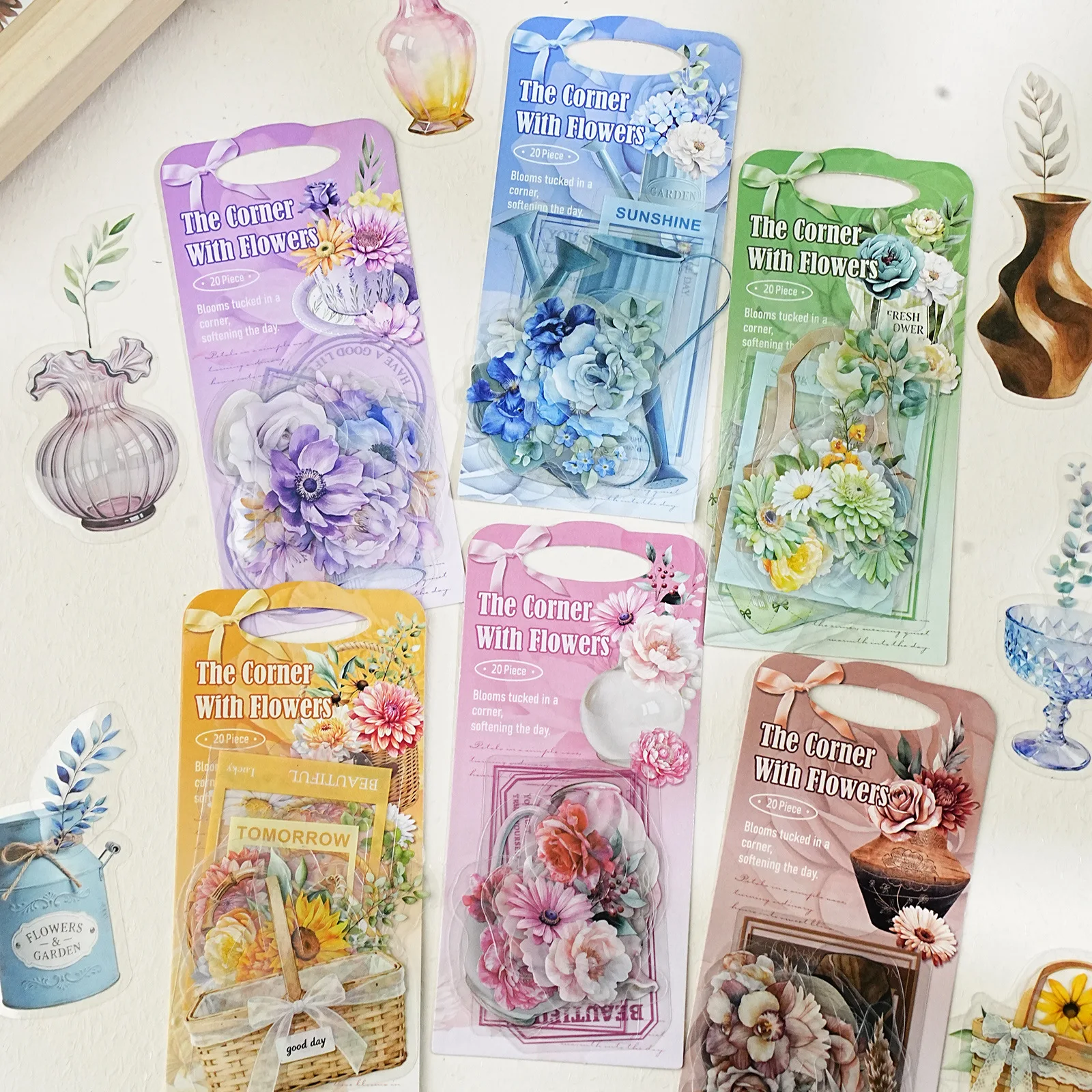 

6packs/1lot Kawaii Scrapbook Stickers a hidden corner of flowers Junk Journal Gold Planner Stationery Sticker Planner Decorative