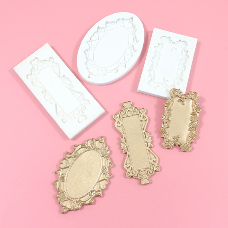 Embossed Frame Picture Frame Gemstone Angel Shape Baking Mold Crystal Drop Glue Plaster Clay Chocolate Cake Decoration