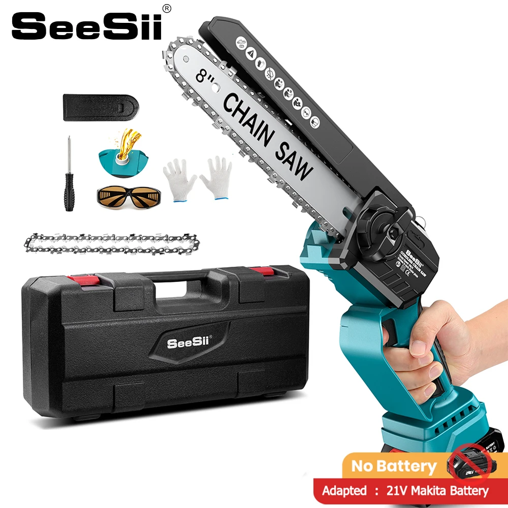 

SEESII 8'' Brushless Chainsaw Cordless Electric Saw Handheld Pruning Saw Woodworking Cutting Power Tools For Makita 18V Battery