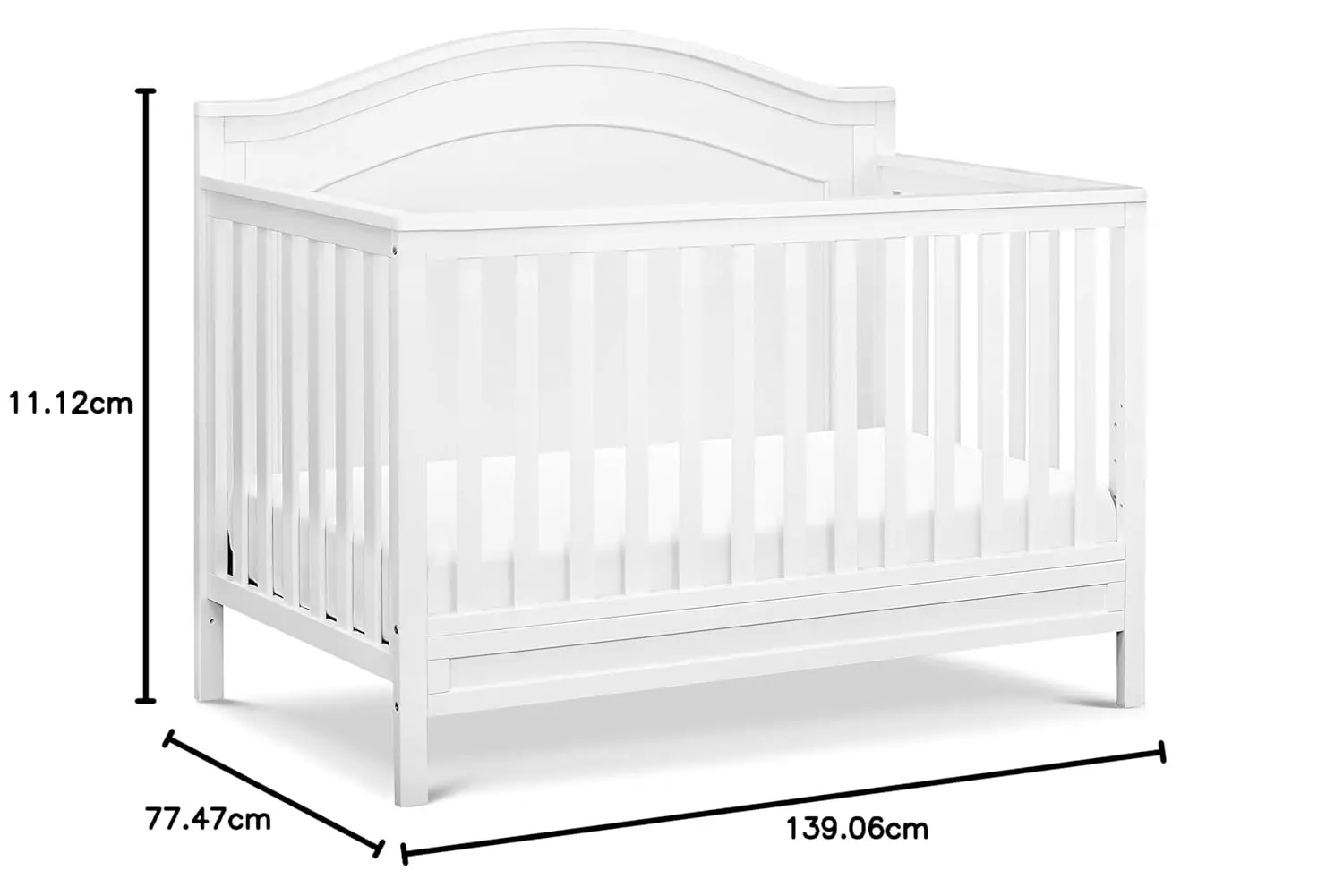 Charlie 4-in-1 Convertible Crib warna putih, Greenguard Gold bersertifikat