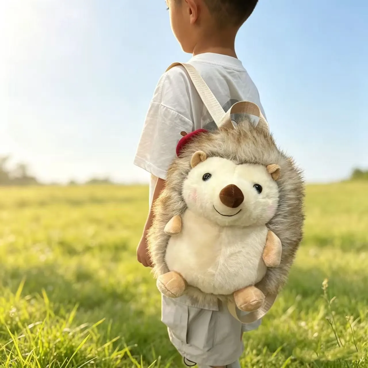 Cartoon Apple Hedgehog Plush Toy Animal Doll Backpack Realistic Hedgehog Stuffed Animal Bag Children's Small Bag