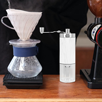Manual Coffee Grinder Stainless Steel Ceramic Acrylic Hand Crank Bean Mill Portable Compact Indoor Outdoor Kitchen Bar Use