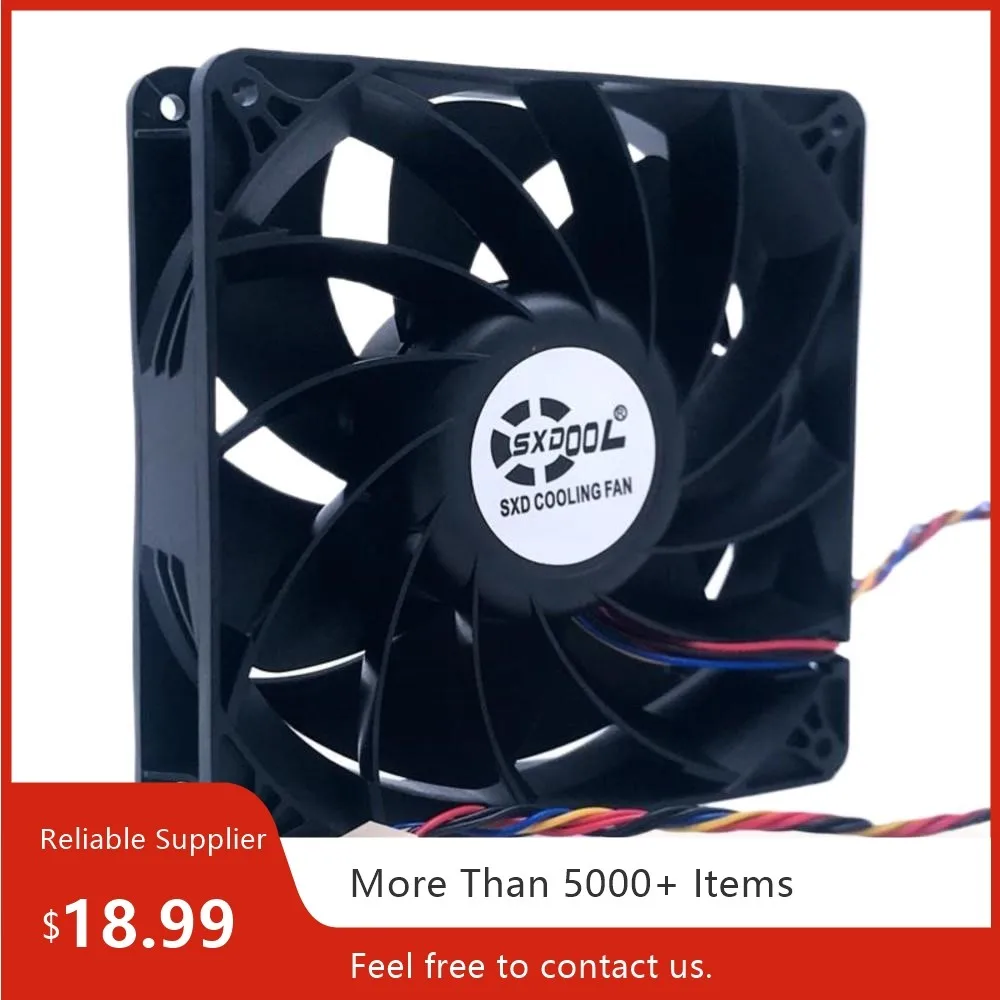 Powerful High Speed Fan 140mm 6Pin DC 12V 4A 5800RPM 280CFM Cooling for E9+ E10 Bitcoin Miner Replacement