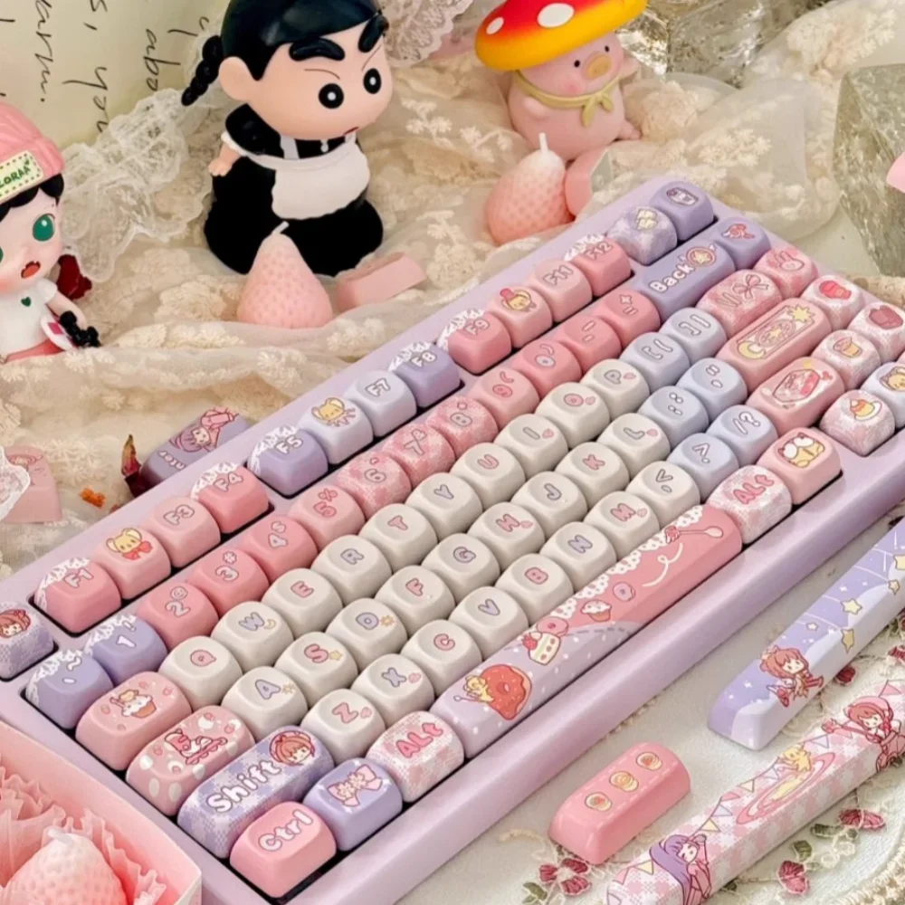 

Anime Girl Keycap Set 142Key PBT Custom Pink Personalized Keyboard Cap Cherry Profile KeyCap for Mechanical Keyboard Accessories