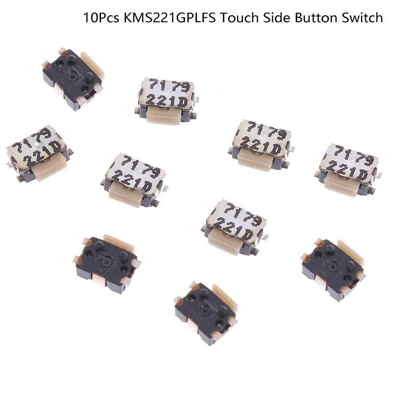 10Pcs KMS221GPLFS Flat Head Small Tortoise Touch Side Button Switch Patch 4 Feet Mobile Phone Camera Touch Button