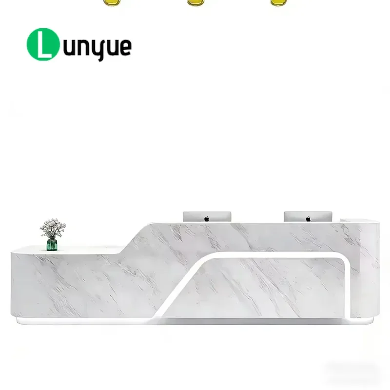 Modern Minimalist Painted Wooden Reception Desk for Office Hotel Bar Beauty Shop School Checkout Counter Front Desk