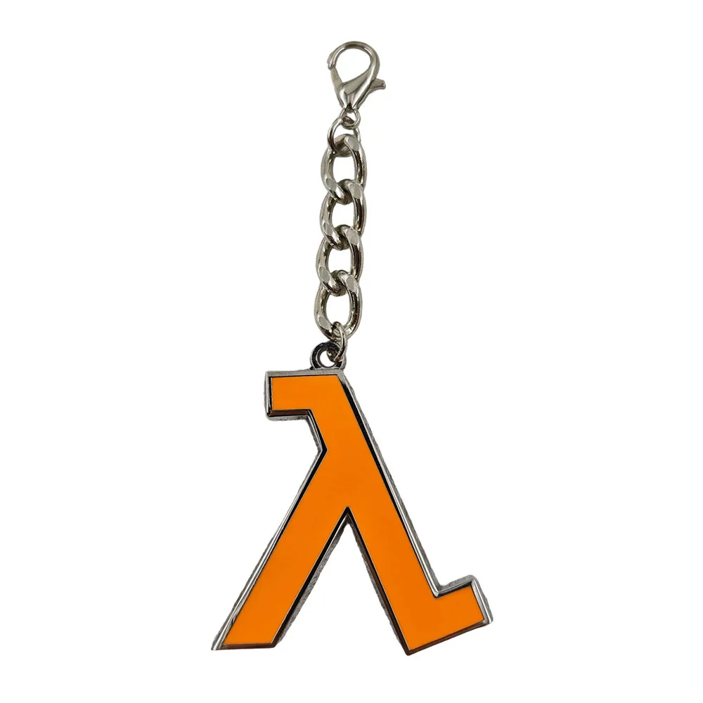Half-Life Metall-Schlüsselanhänger Klassisches Lambda-Logo Anhänger Schlüsselring Spiel-Peripherie Orange Griechisches Symbol Schlüsselanhänger Rucksack-Accessoire Geschenk
