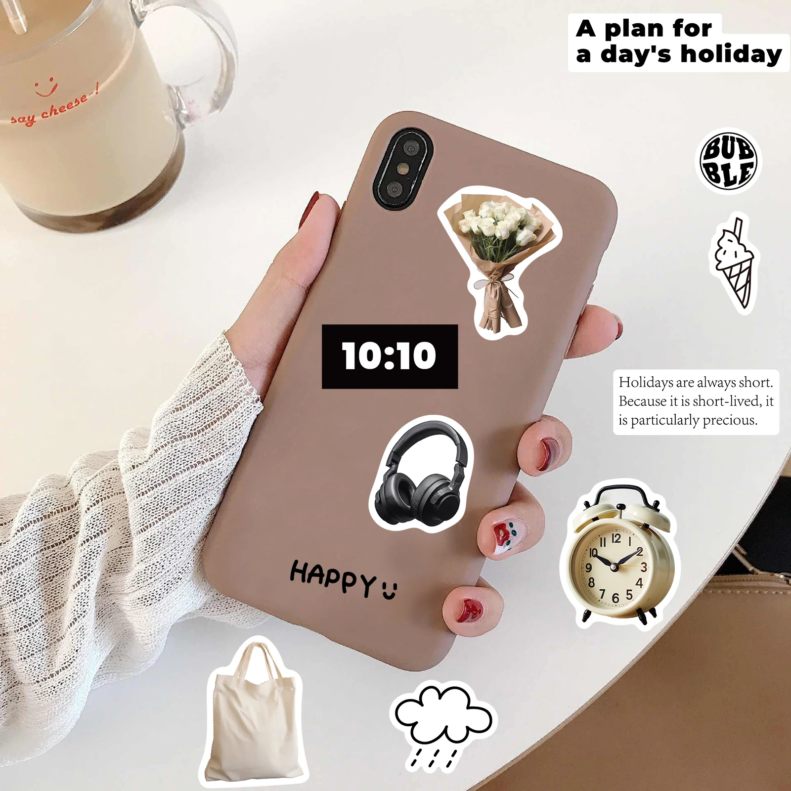 8/16PCS Black White Holiday Collage Stickers Harajuku Laptop Luggage Coffee Retro Skateboards Bicycle Phone Exquisite Sticker