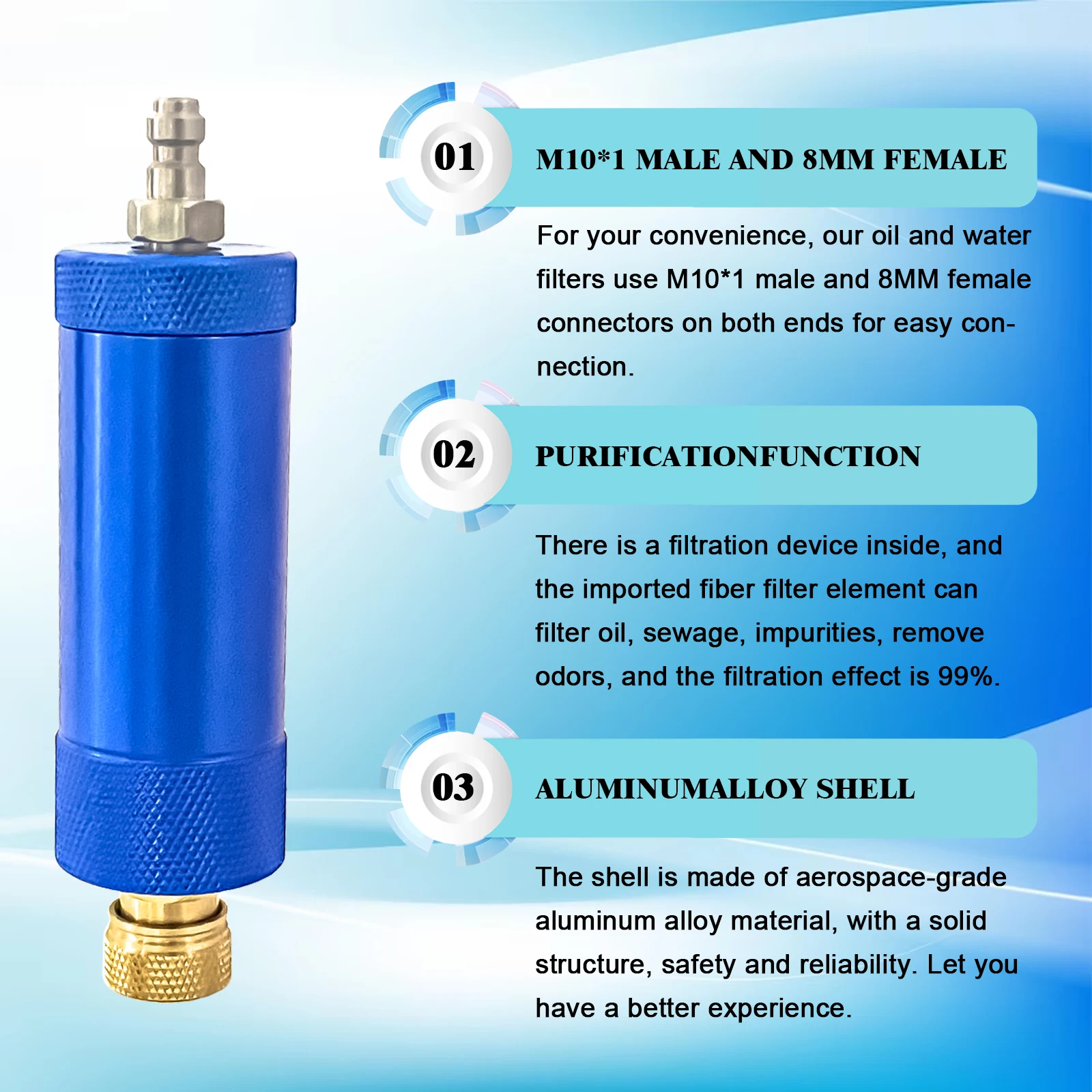 NUOGE 300bar 4500psi PCP Hand Pump Filter with Filtering Cotton Thread Water-Oil Separator Quick Coupler Purify Air