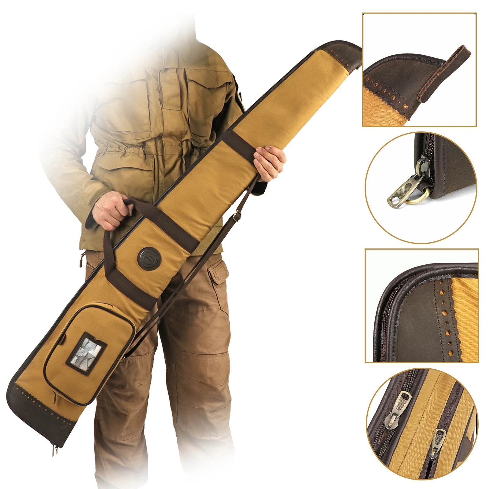 Tourbon Hunting Accessories Canvas Shotgun Case Soft Padded Slip Gun Carrying Bag with Shoulder Strap/Handle 136CM Shooting