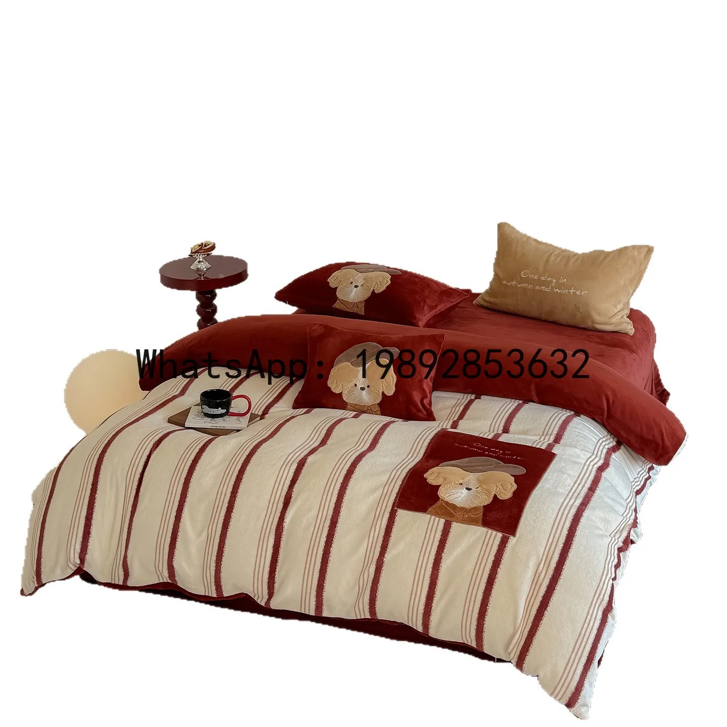 

PYJ Class A autumn and winter thickened milk fleece bed embroidered quilt cover