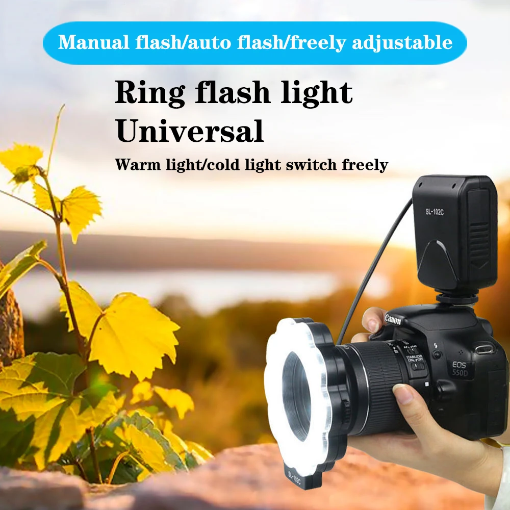 Macro LED Ring Flash Light With 8 Adapter Ring for Sony Nikon Canon Fuji Pentax Olympus Panasonic DSLR Camera aro de luz Kits