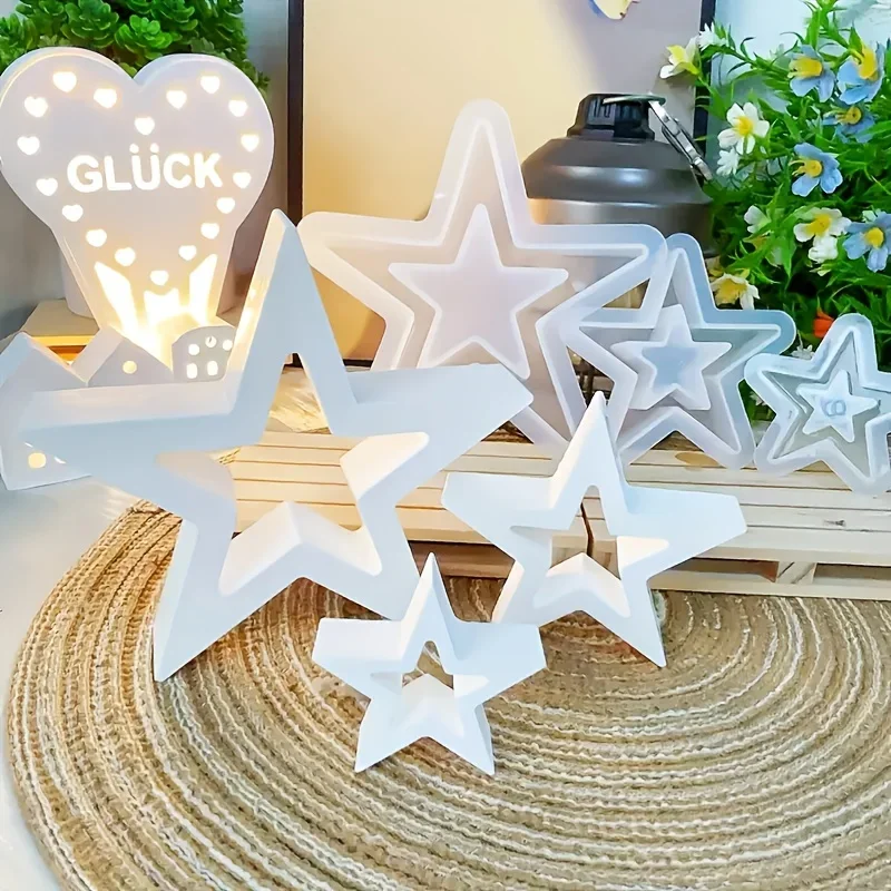 3-teilige sternförmige Silikon-Gussformen, 3D-Hohlstern-DIY-Bastelformen, für Epoxidharz, Gips, Weihnachtsdekorationen für Zuhause