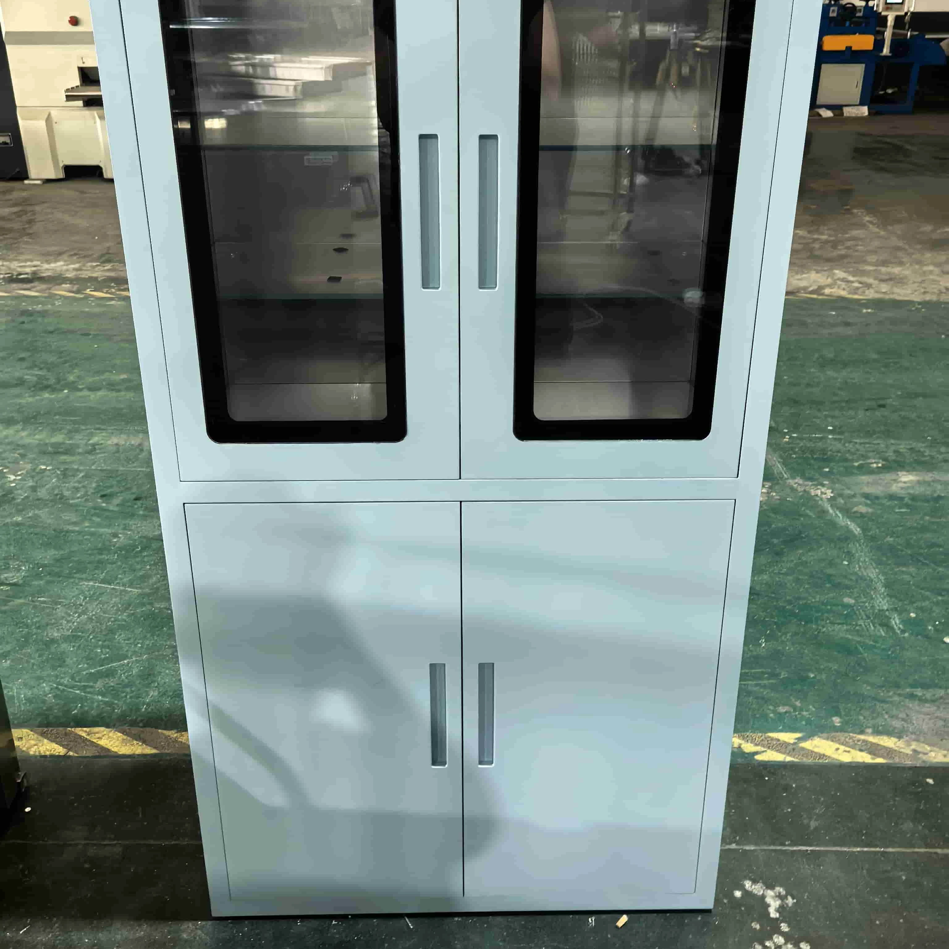 

Modern Blue Colored Stainless Steel Storage Cabinet with Glass Door for Hospitals and Laboratories