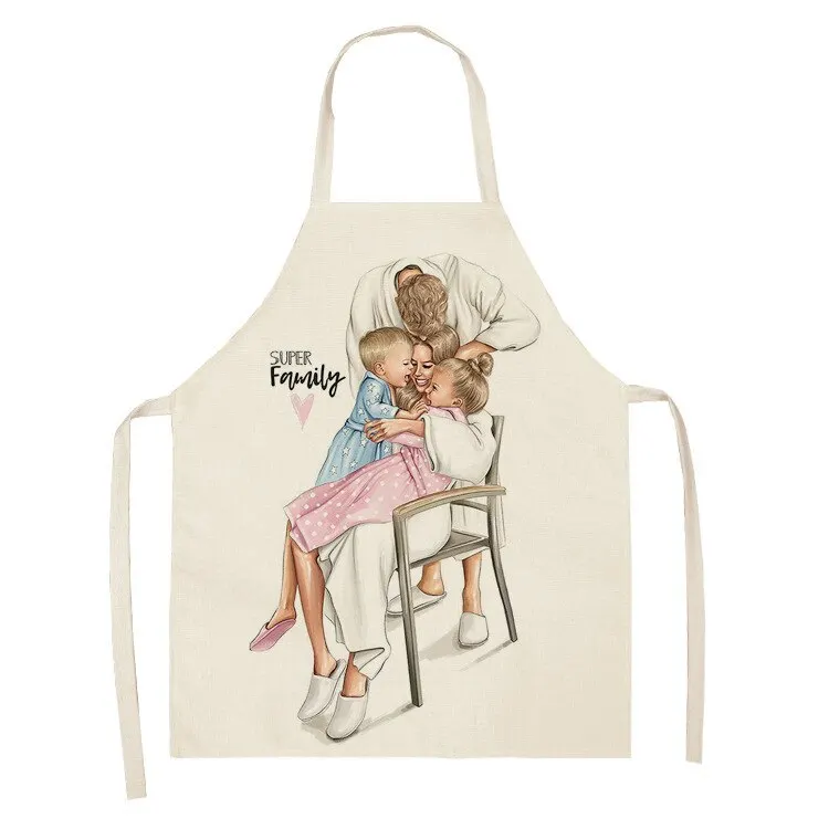 CLOOCL Parent-child Kitchen Apron Super Mama Dot Print Polyester Aprons for Child Adult Home Cleaning Tools Lacing Baking Aprons