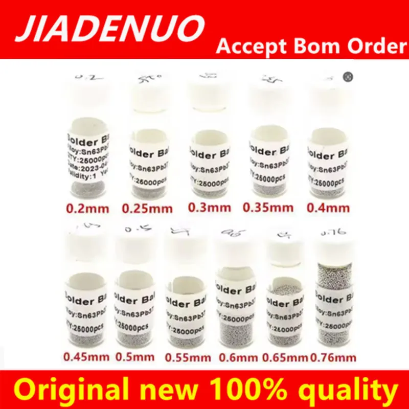25000pcs/bottle 0.2-0.76mm BGA Balls Tin Beads 0.2 0.3 0.4 0.45 0.5 0.6 0.76mm Leaded Tin Balls