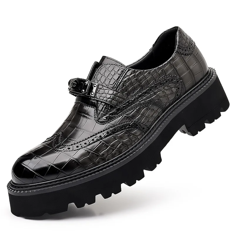 

Crocodile Pattern Brogue High Quality Men's Shoes Autumn New Designer Platform Shoes Male Business Leather Dress Shoes Man
