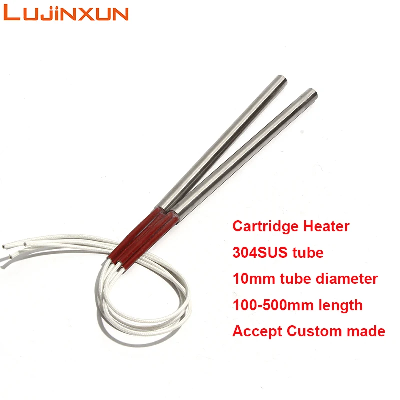 LUJINXUN 10x100-500mm Ceramics Cartridge Heater Tube 220V 320W-1500W Heaters Resistor for Heating Applications 2pcs
