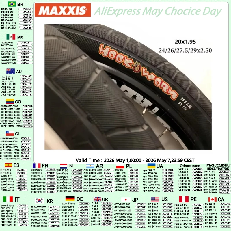 

1pcs MAXXIS HOOKWORM Original Rrban Assault Tire For Cargo Bikes Pedicabs FLAT/PARK/STREET/VERT Bicycle Tyre BMX Bike Tires