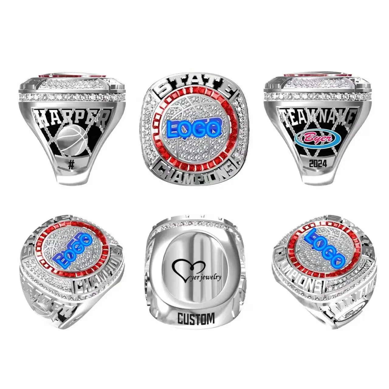 Customized sports event champion ring, personalized words, customized name and number, fashionable ring gift