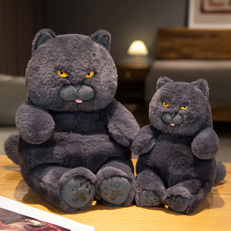 Fat Cat Plush Stuffed Animals Toy Lifelike Black Cat Toy for Boys and Girls Children Xmas Birthday Gift