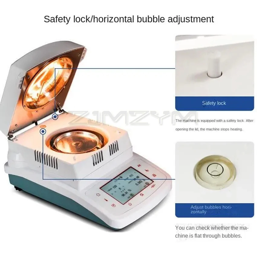 50g/110g 0.005/0.002/0.001g Automatic Halogen Heating Moisture Meter Analyzer Tester for Tea, grain, feed, corn, food, plastic