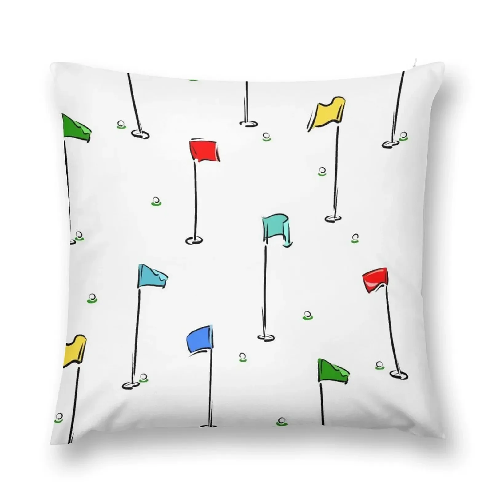 

Golf Puttin’ on the Green White + Multi Throw Pillow Sofa Cushion Cover pillow cover luxury pillow