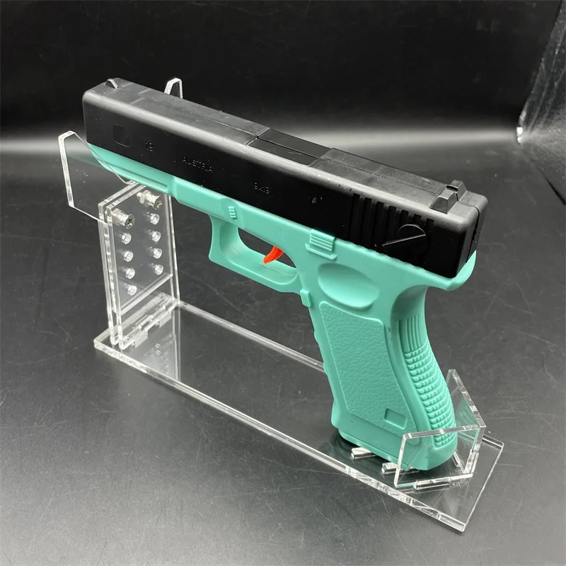 Soporte de exhibición de pistola de mano de acrílico transparente, estante de pistola ajustable de 5 engranajes, modelo corto de pistola de juguete