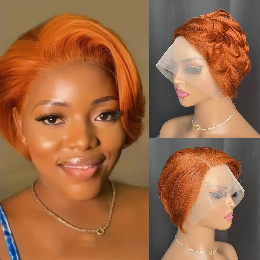 13x4x1 Lace Front Pixie Cut Bob Wig | 150% Density Human Hair For African Women | 6 Inch Short Pre-Plucked Wig